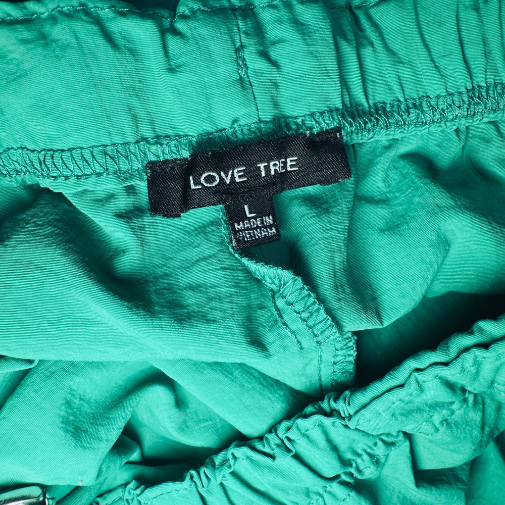 Love Tree Parachute Cargo Pants Nylon L Kelly Green Pockets Utility Streetwear - Picture 7 of 9